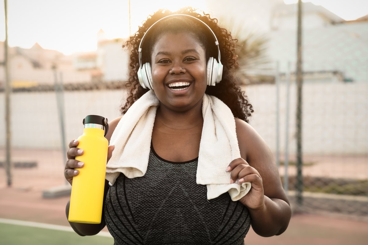 happy woman doing jogging