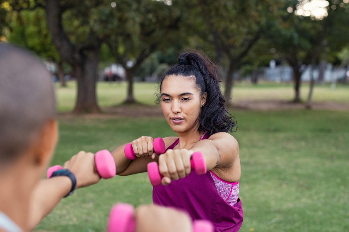 woman in training session