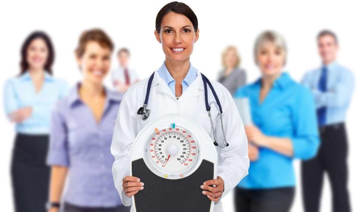 medical doctor woman with scales